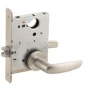 Schlage Grade 1 Passage Latch Mortise Lock, 07 Lever, A Rose, Satin Nickel Plated Clear Coated Finish, Field L9010 07A 619